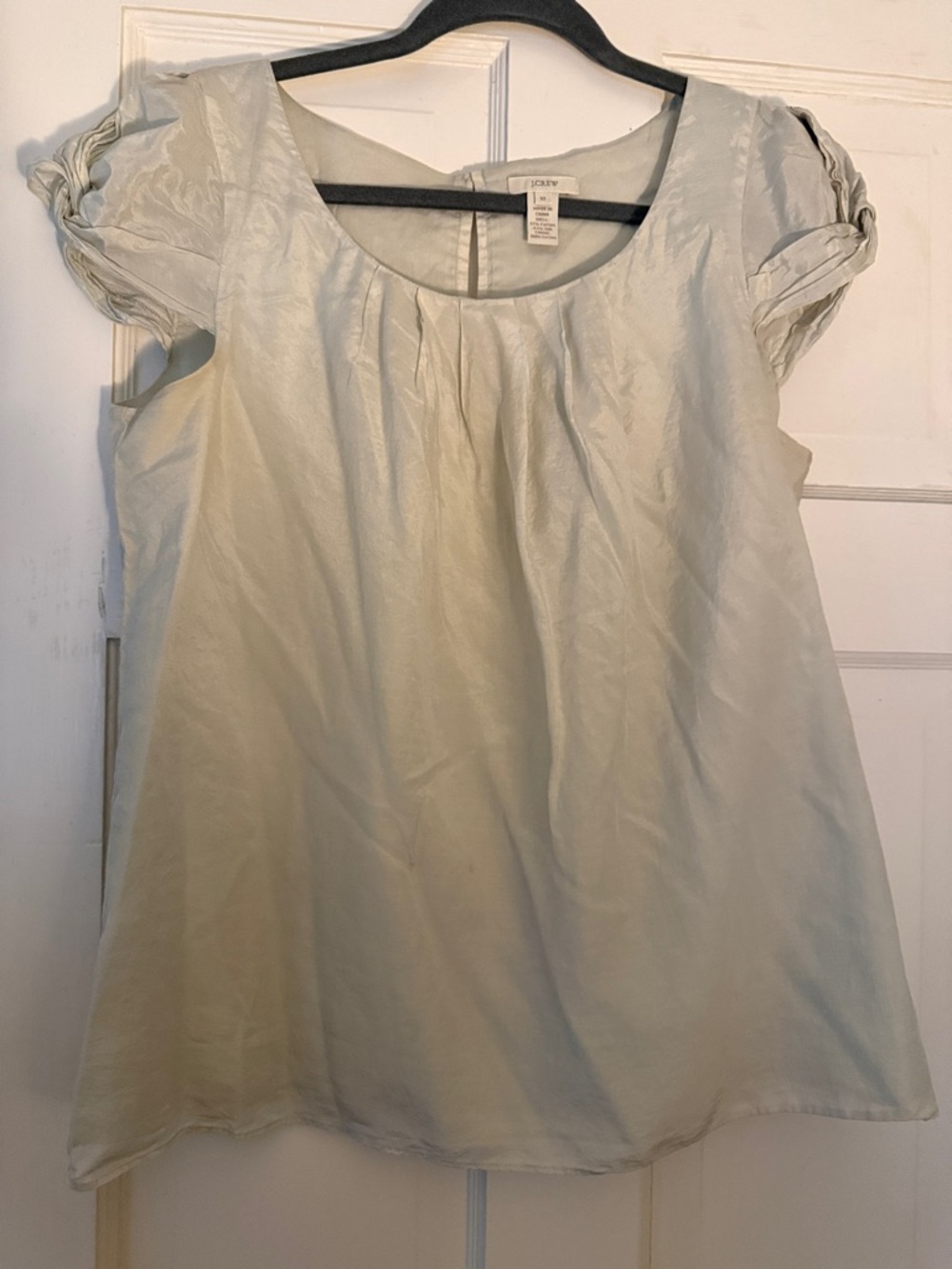 J. Crew Pale Mint cotton/silk Scoop Neck Blouse-vintage
